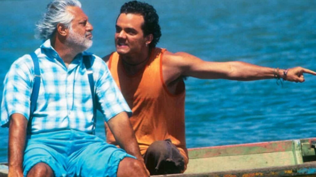 Cena do filme Deus é brasileiro, protagonizado por Antônio Fagundes e Wagner Moura. 